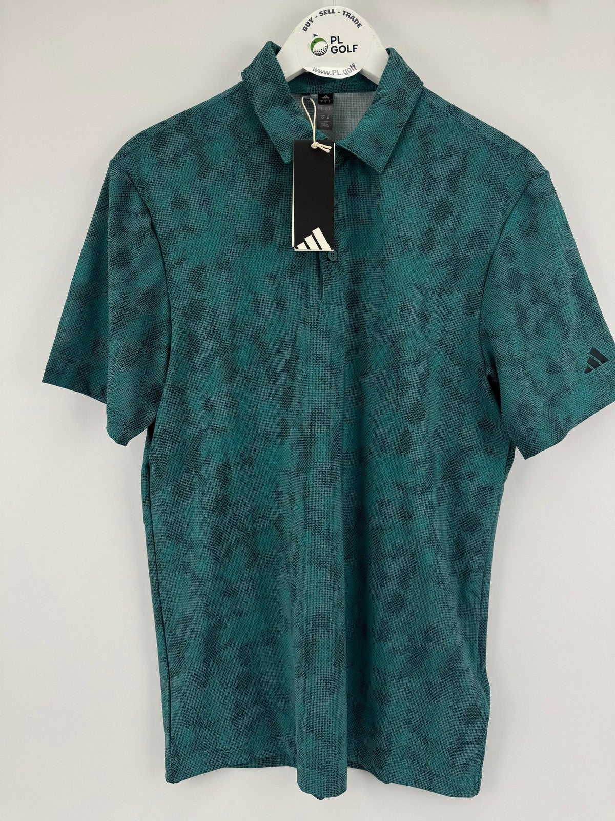 Adidas JL5288 Ultimate Textured Print Golf Polo Shirt Men's S Teal Black/329444