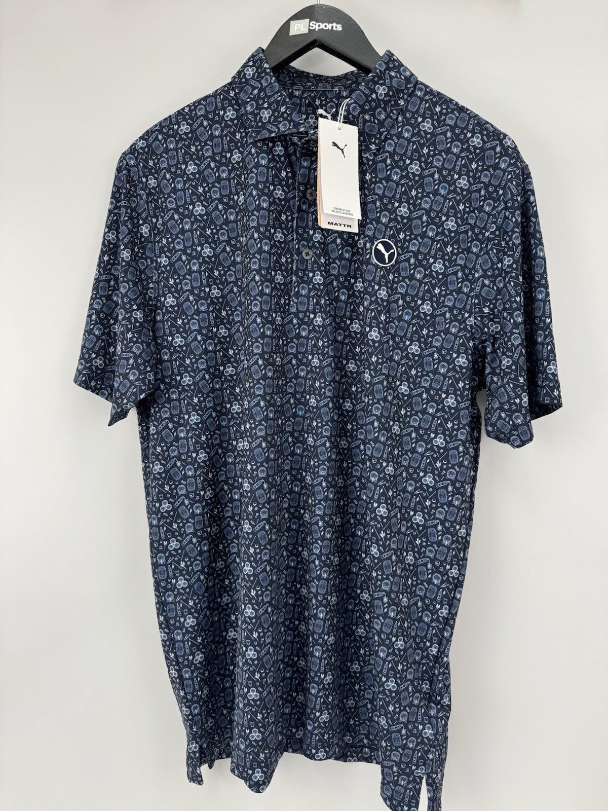 Puma Golf Mens Polo Shirt Mattr Palm Port Polo UK Mens Size Large Navy/353970