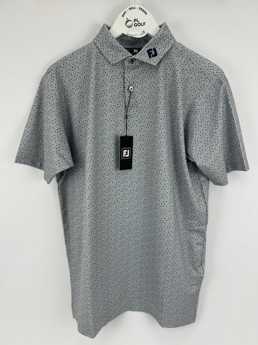 FootJoy Men’s Bounce Print Pique Polo Shirt Size Medium Grey/334440