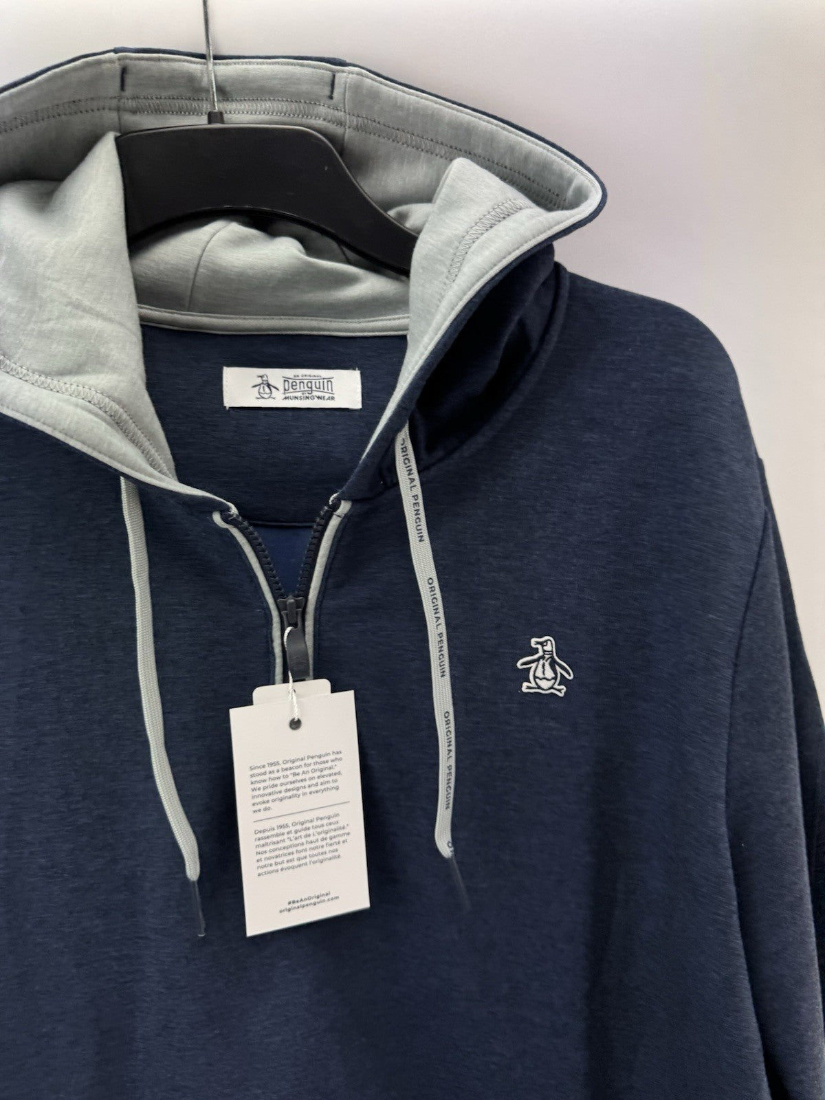 Original Penguin Golf Hoodie 1/4 Zip Earl Colour Block UK XL /Navy /New /252184