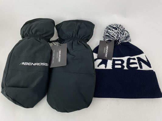 Golf Winter Gift Set Bobble Beanie & Winter Mitts /Small/Medium /Navy/Black/New0