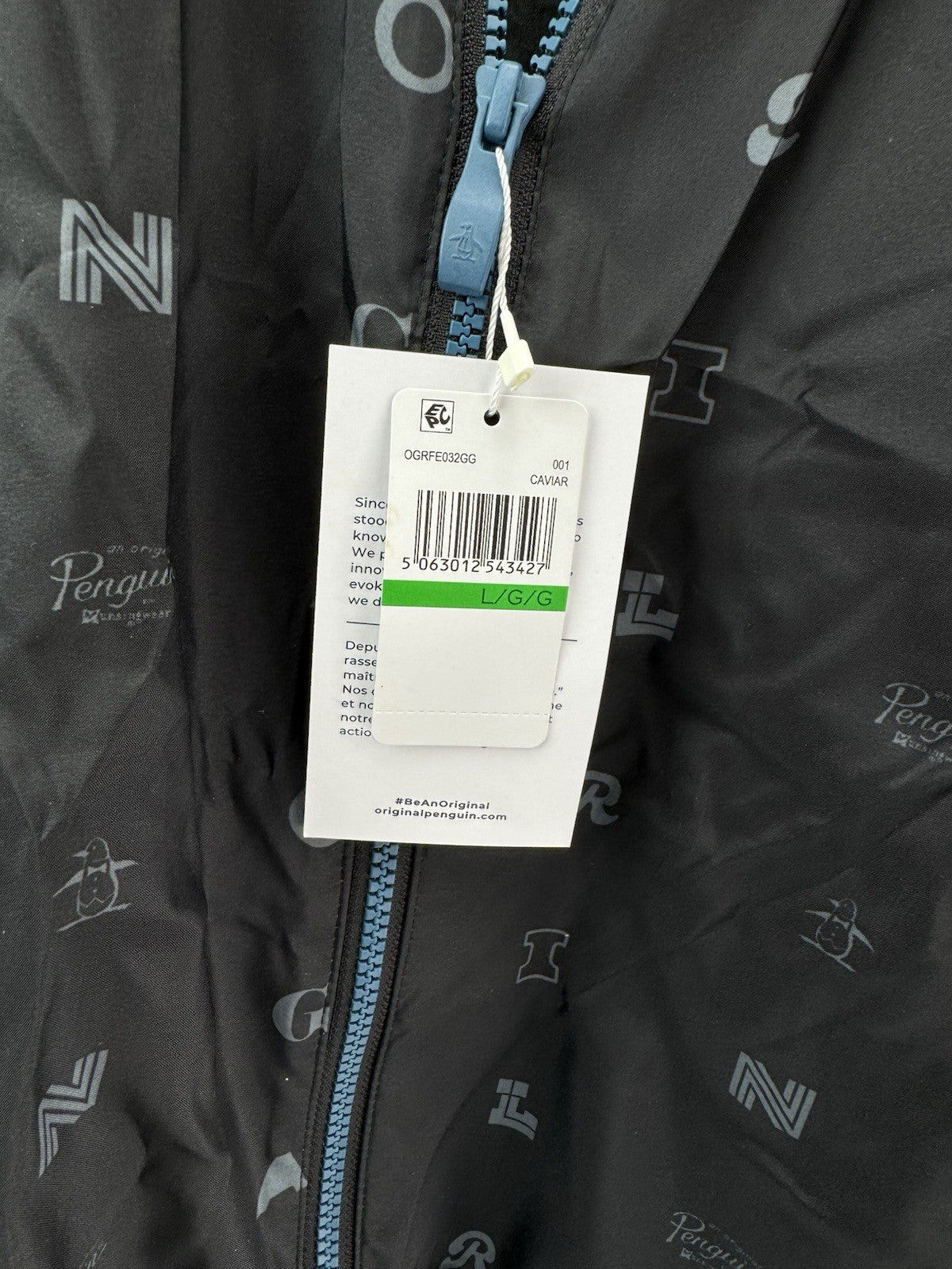 Penguin Original Golf Wind Jacket Logo Print Hood Lightweight UK Large /286536