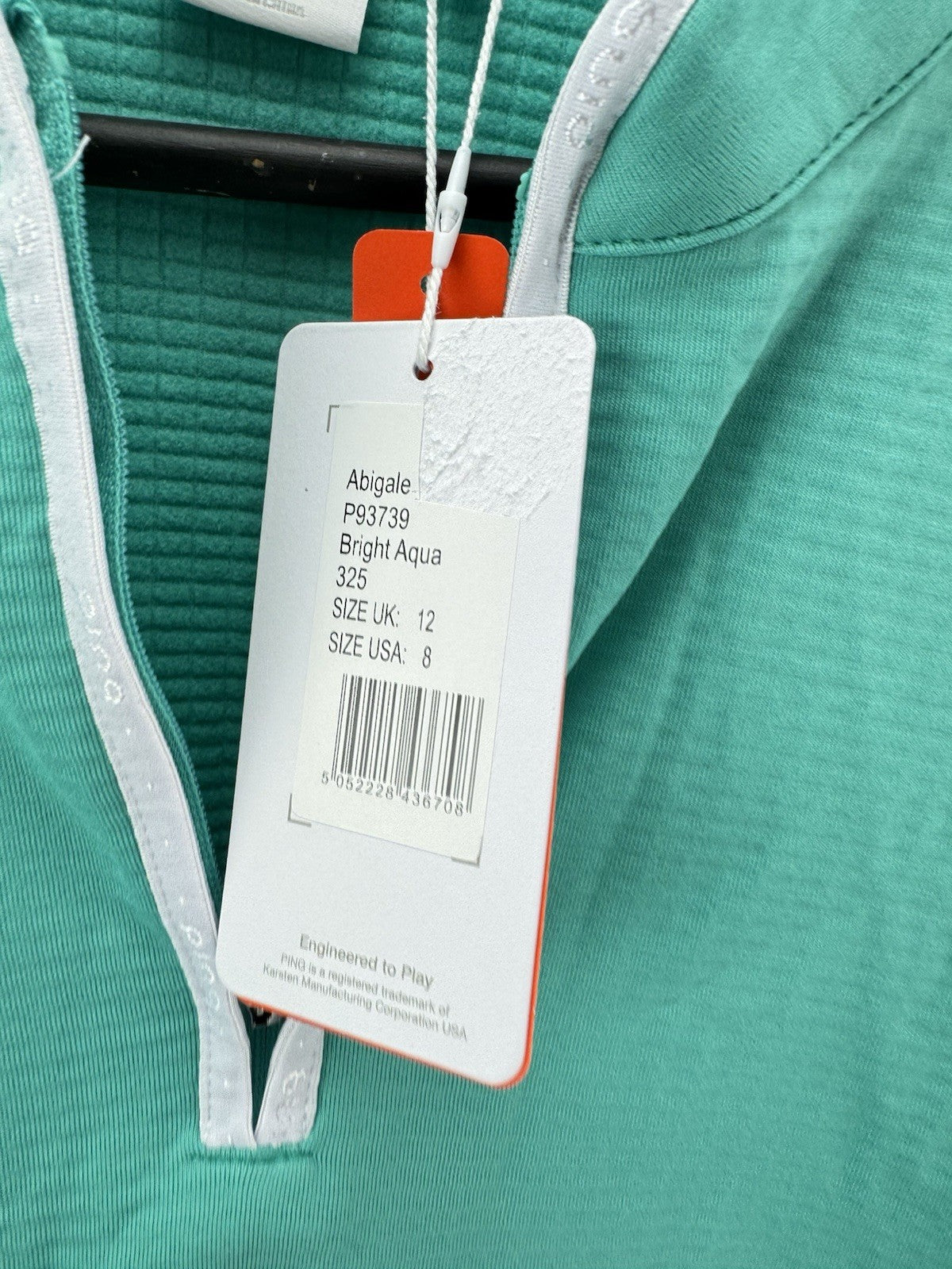 Ping Golf Ladies Abigale Pullover Lyla Size UK 12 /1/4 Zip /Aqua /New /285427