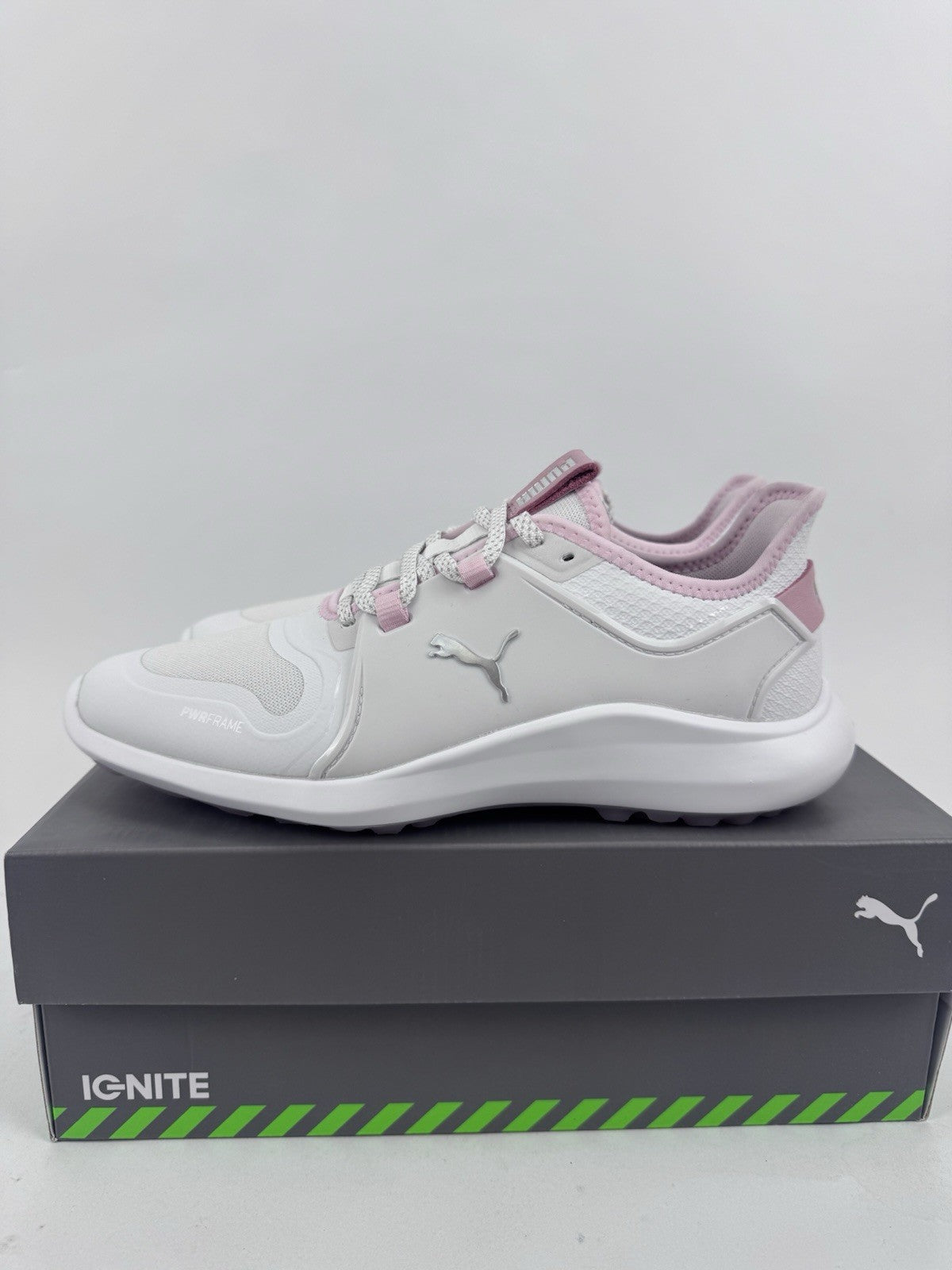 Puma Women's Ignite Fasten8 Trainers Size UK 4 White Pink Golf Shoes/320420