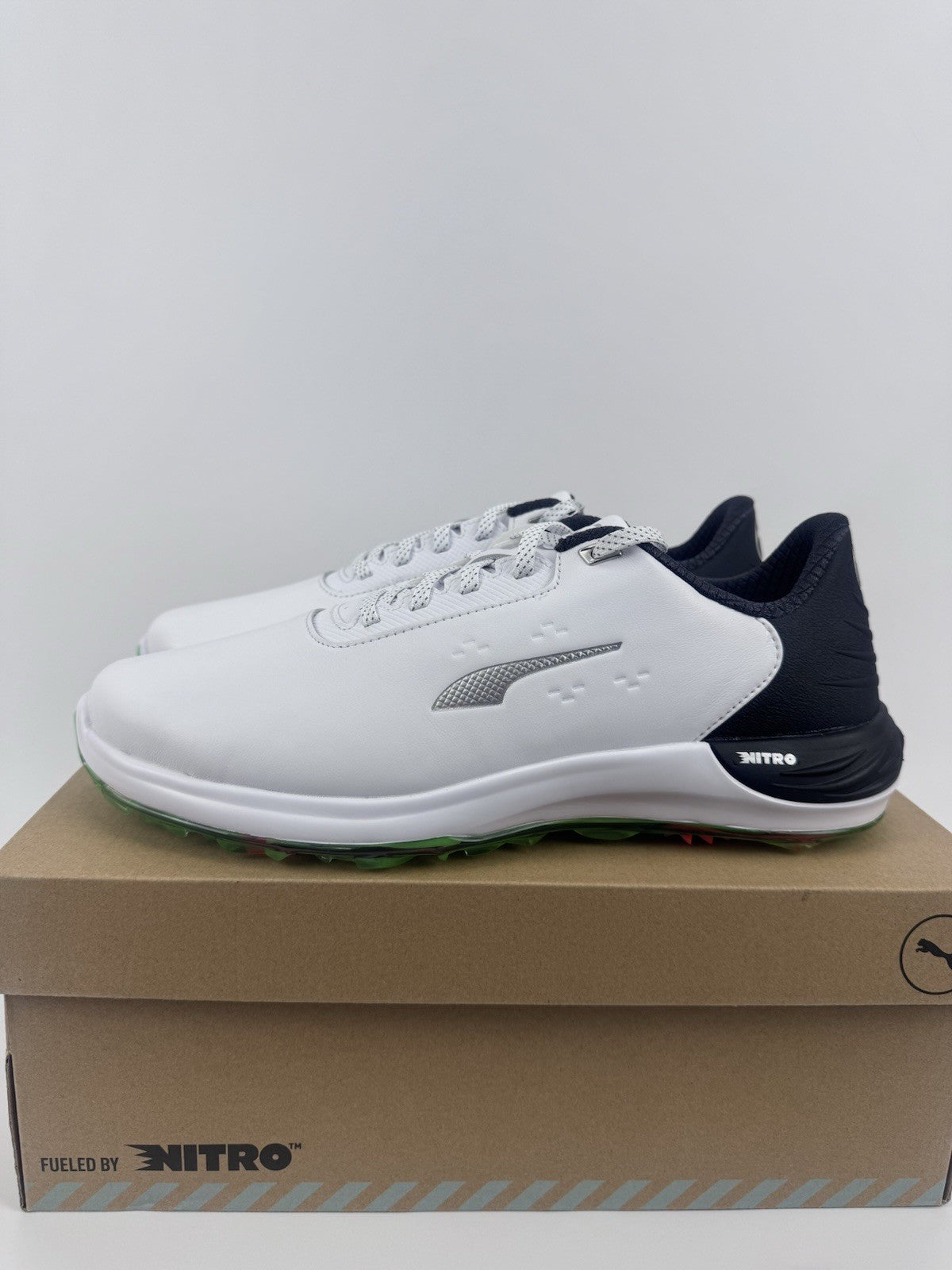 Puma Phantomcat Nitro Men's Golf Shoes Size UK 8.5 White Black Fluro/323430