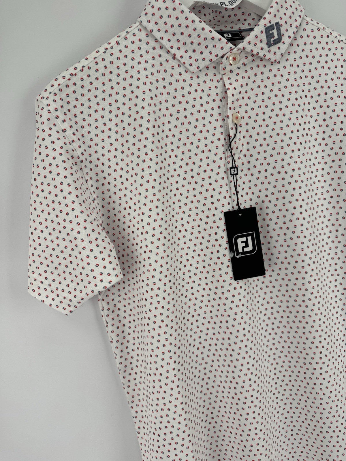 FootJoy Mens Bounce Print Pique Polo Shirt Size Large White Hibiscus Flint/330492