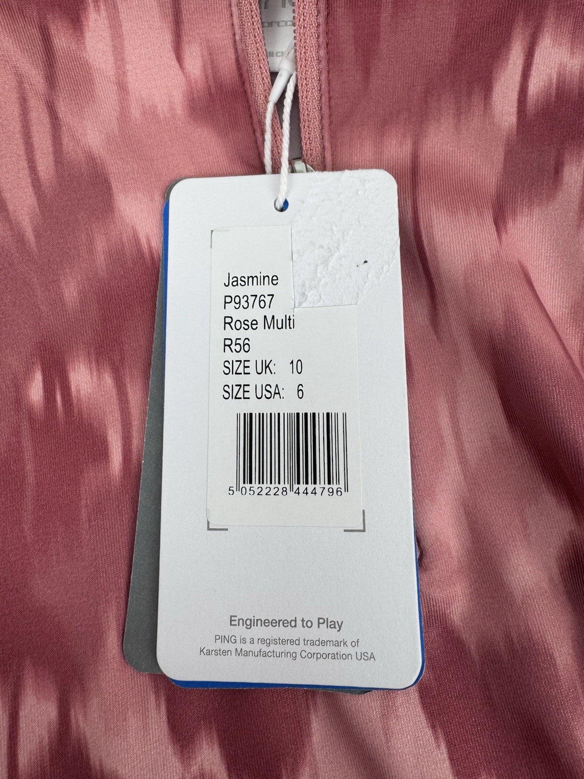 Ping Jasmine Golf Jumper Women's UK Size 10 Rose Multi Long Sleeve Zip Up/315095