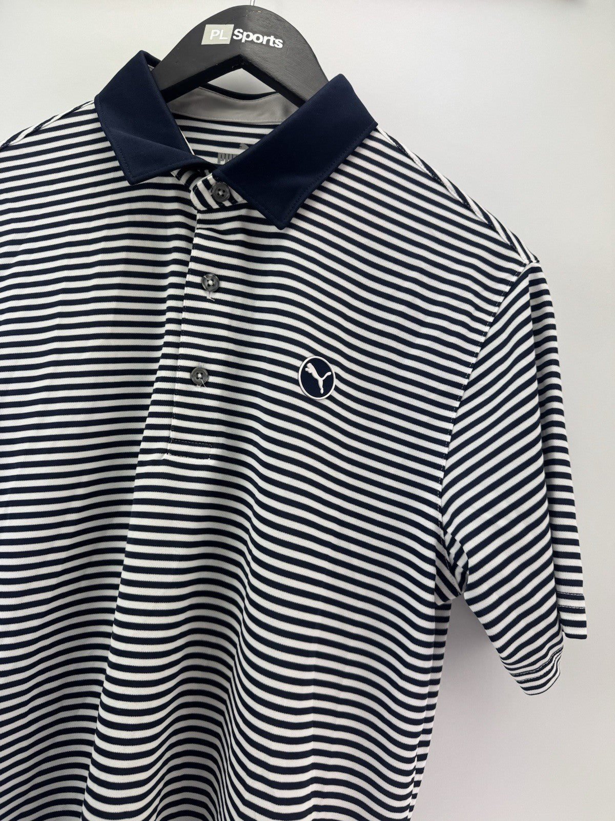 Puma Golf Pure Stripe Polo Shirt Mens UK Medium /Navy /White /New /308111