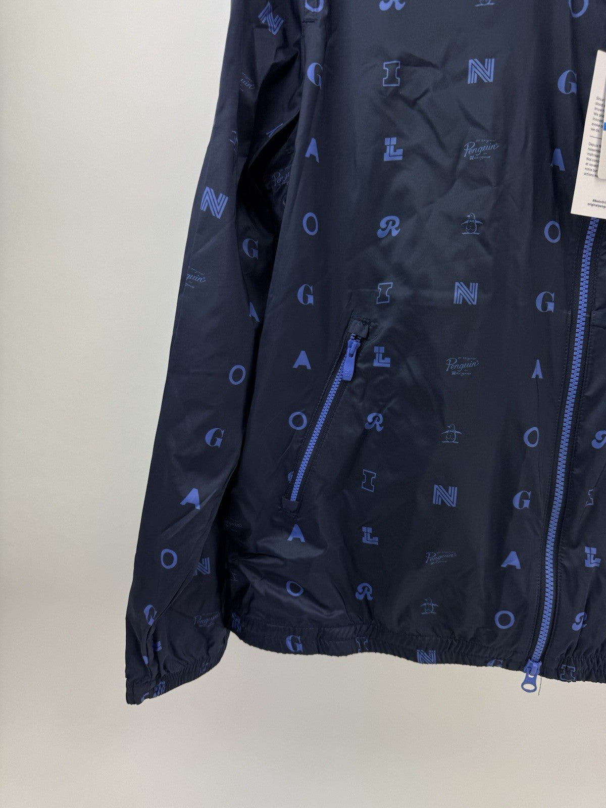 Penguin Original Golf Wind Jacket Logo Print Hood Lightweight UK XL /New /252191