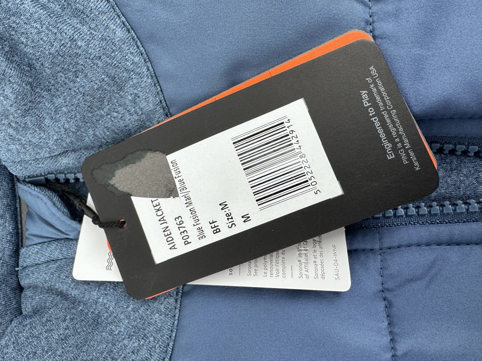 PING Sorona Aura Aiden Men's Golf Jacket Size Medium Water Resistant Blue/3133011