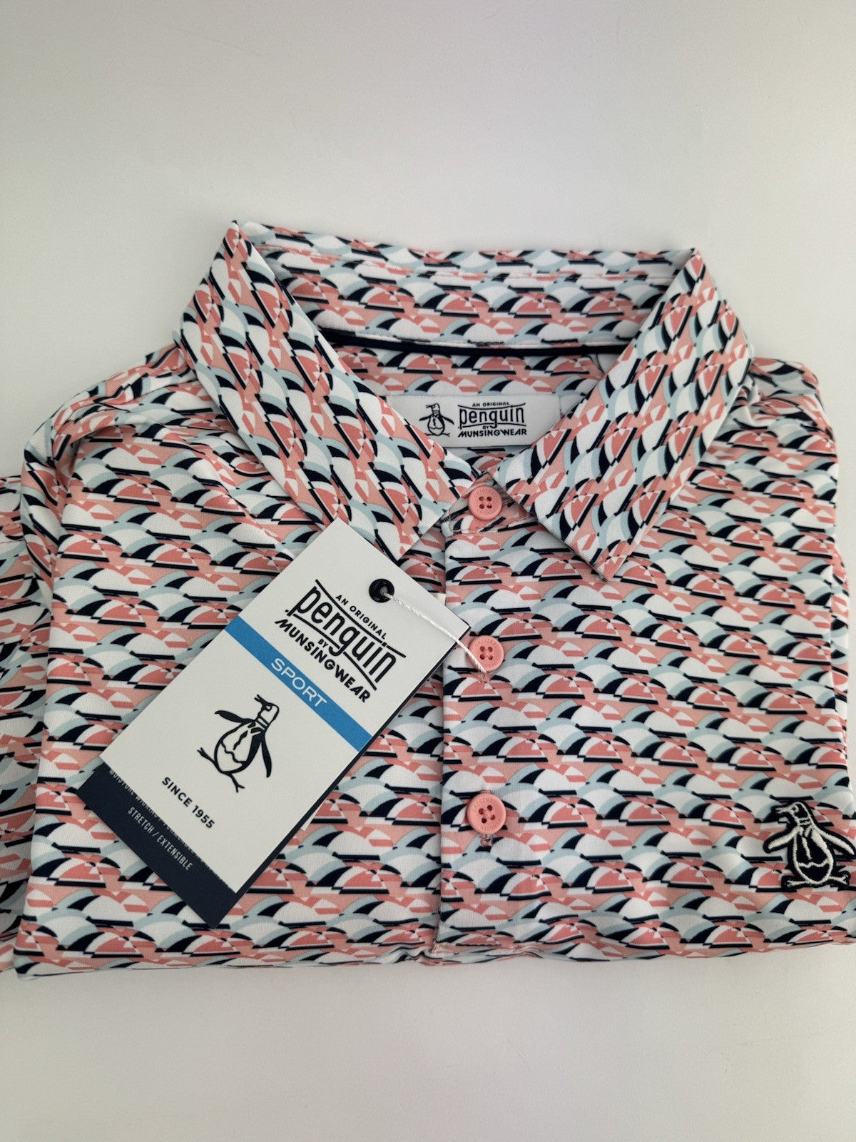 Men’s Original Penguin Layered Umbrella Print Polo Shirt Size Medium/ 311120