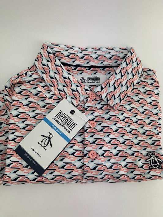 Men’s Original Penguin Layered Umbrella Print Polo Shirt Size Medium/ 311120