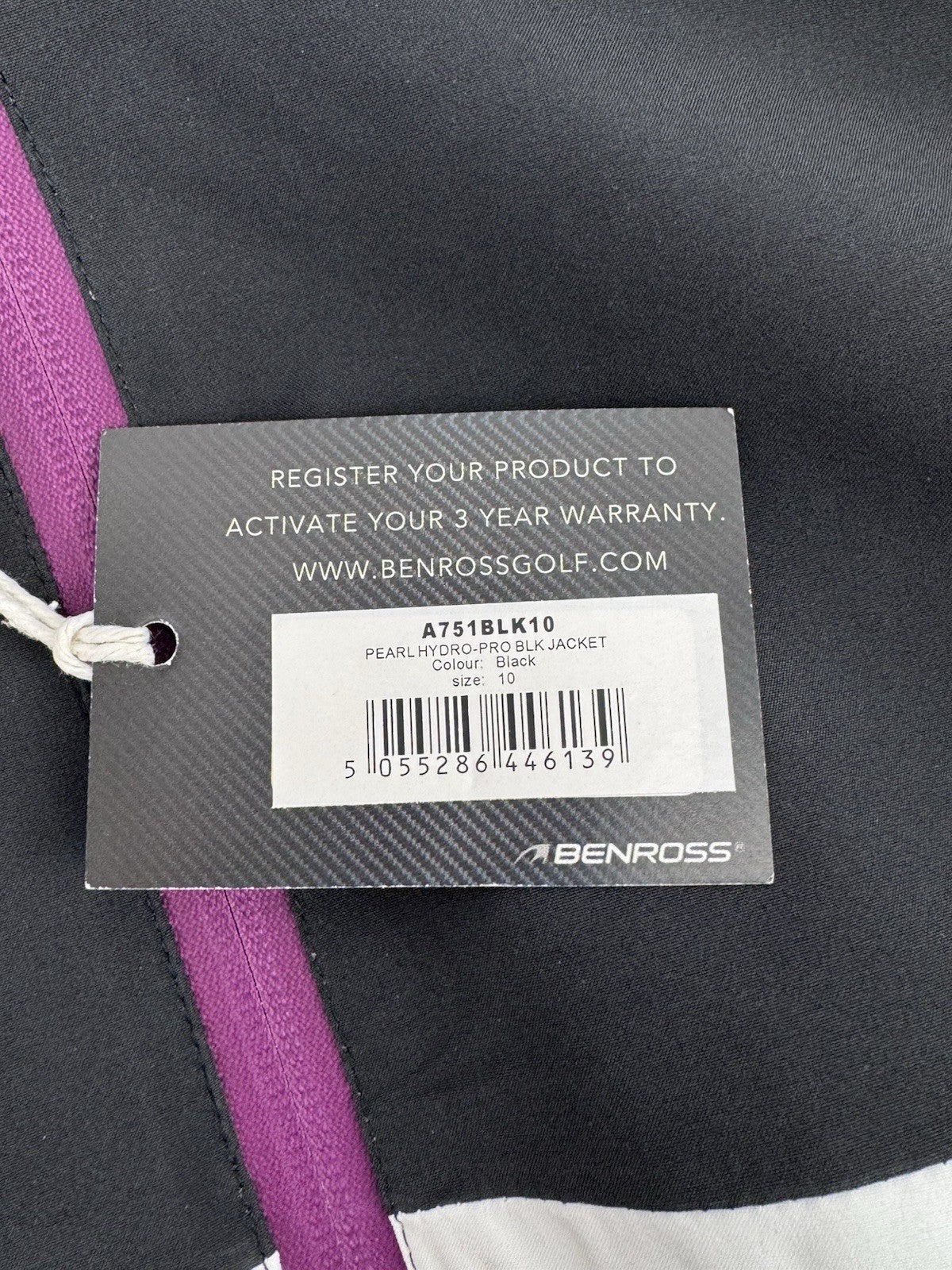 Ladies Benross Pearl Hydro Pro Black Rain Jacket UK Size 10/ Brand New/ 3180710