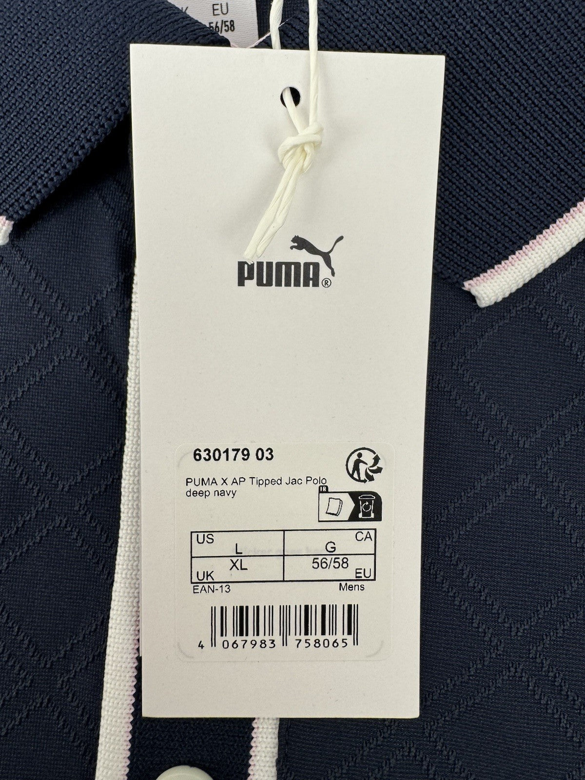 PUMA X Arnold Palmer Tipped Jac Golf Polo Shirt Men's Size Medium Navy/353877