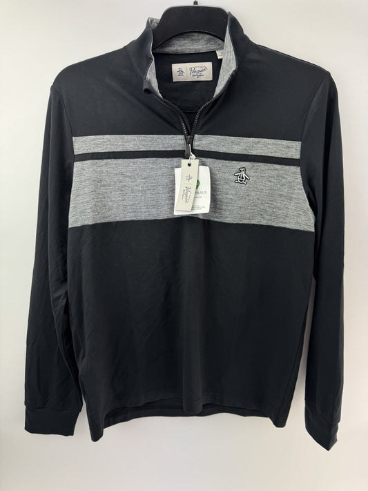 Original Penguin Pullover Colour Block 1/4 Zip UK Small /Black /New /252580