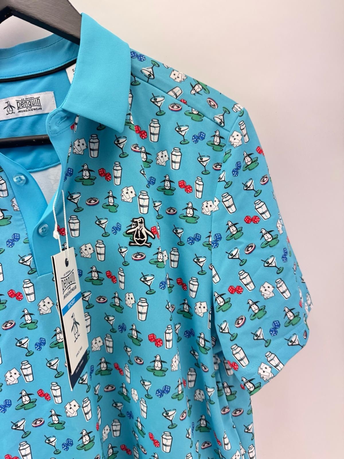 Mens Original Penguin Golf Polo All over Retro Mens UK Small /New /306475
