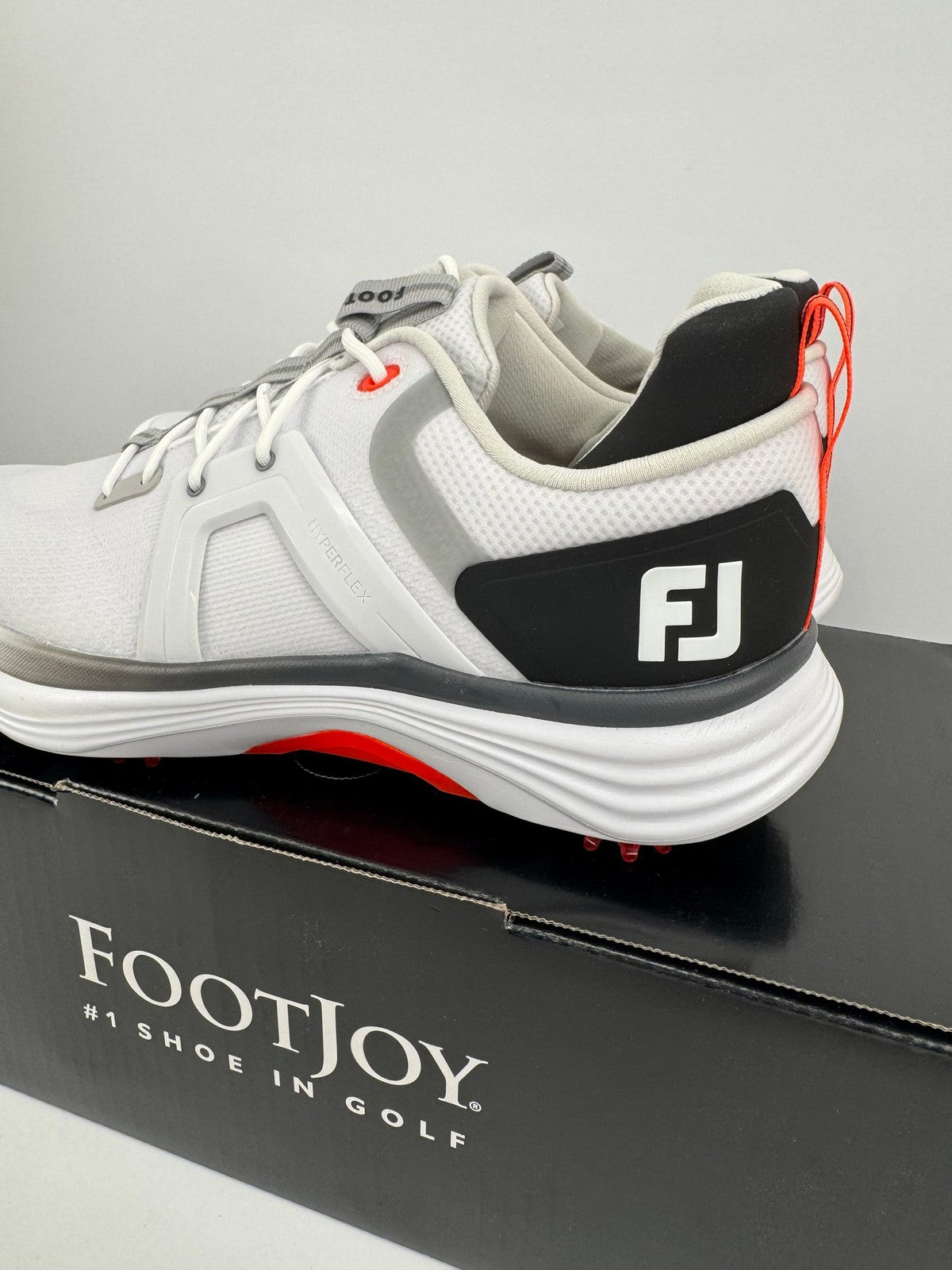 FootJoy Hyperflex Men's Golf Shoes Size UK 8 White Red Comfortable Spiked/312561