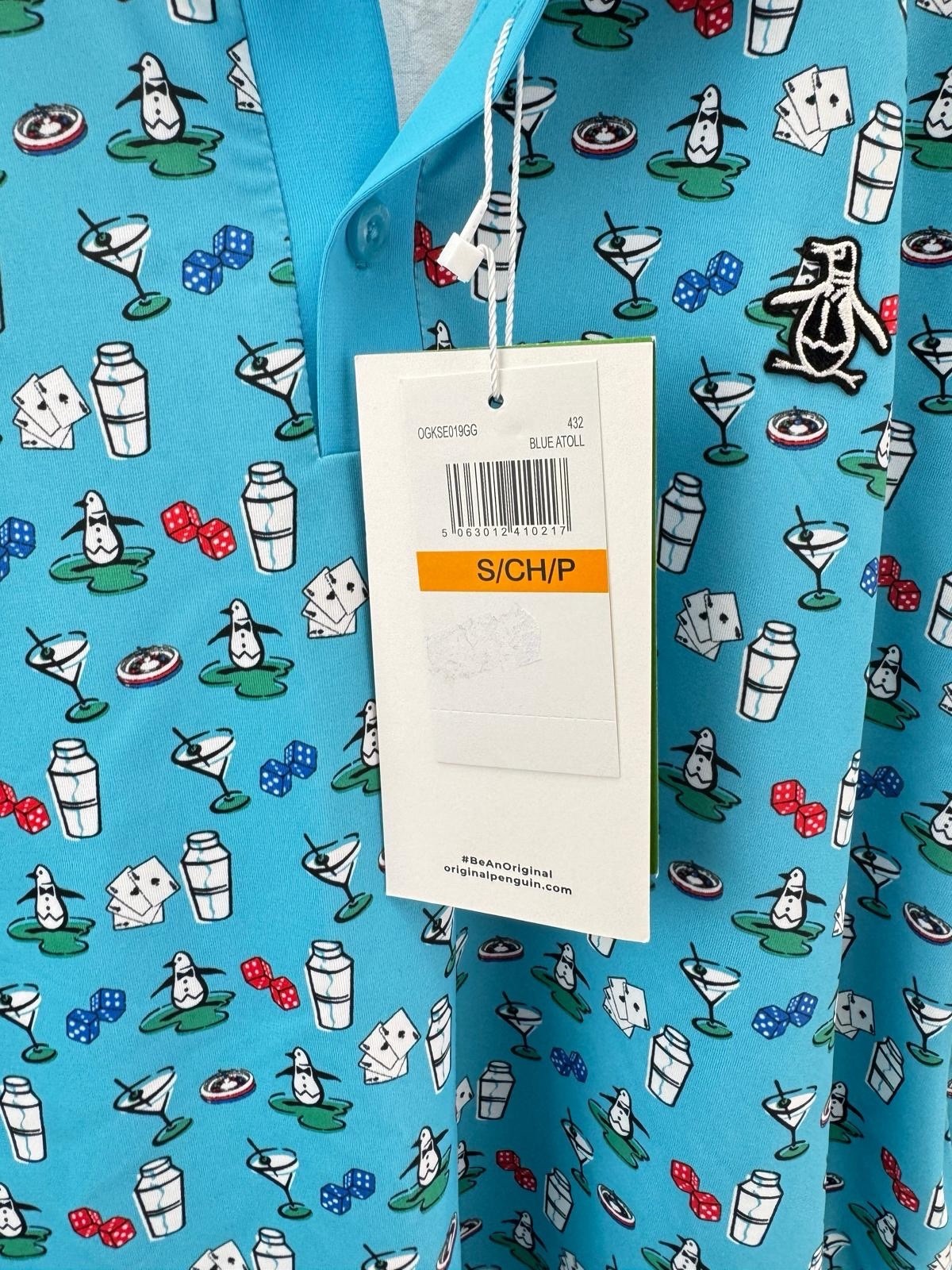 Mens Original Penguin Golf Polo All over Retro Mens UK Small /New /306476
