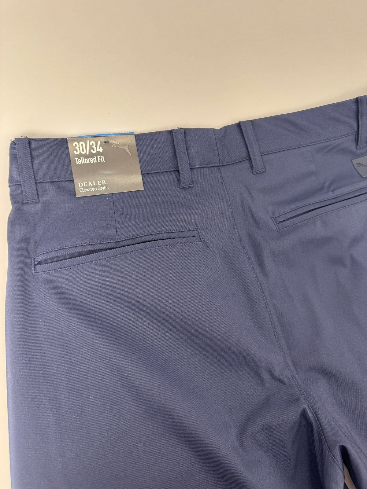Puma Dealer Tailored Fit Trousers Men's Size 30/34 Navy Blue Golf Pants/353894