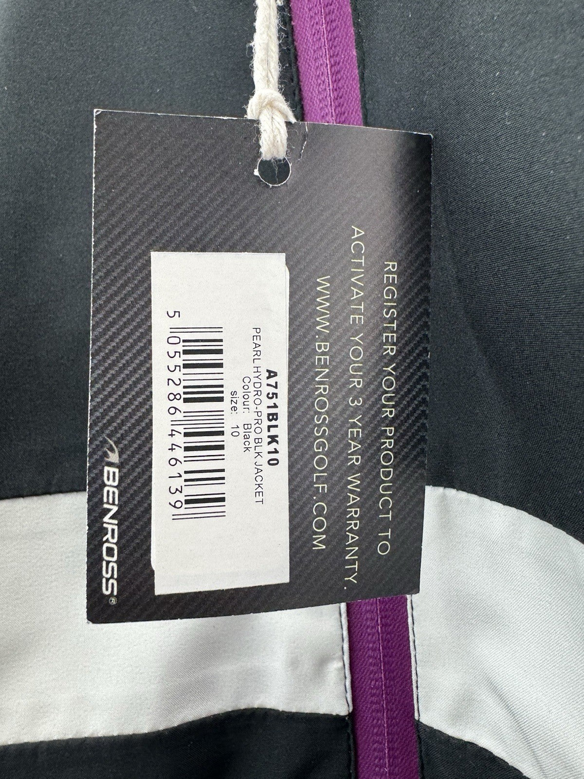 Ladies Benross Pearl Hydro Pro Black Rain Jacket UK Size 10/ Brand New/ 309275