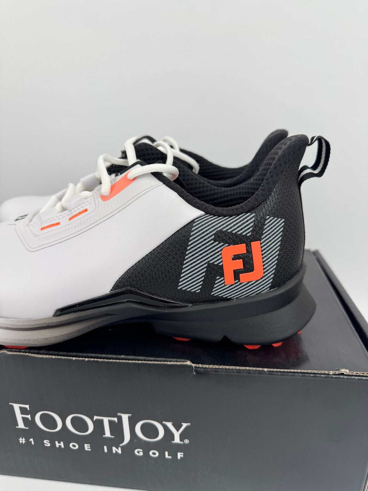 FootJoy Fuel Golf Shoes Men's UK 7.5 US White Black Orange/312601