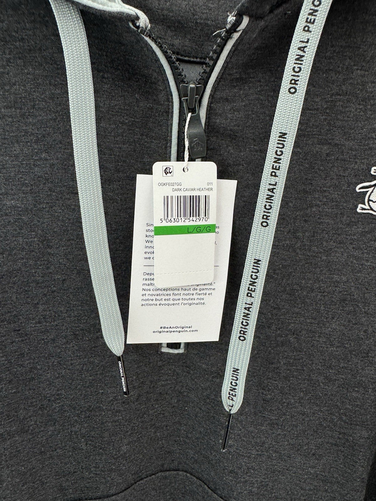 Original Penguin Golf Hoodie Earl Colour Block UK Large /Grey /New /252227
