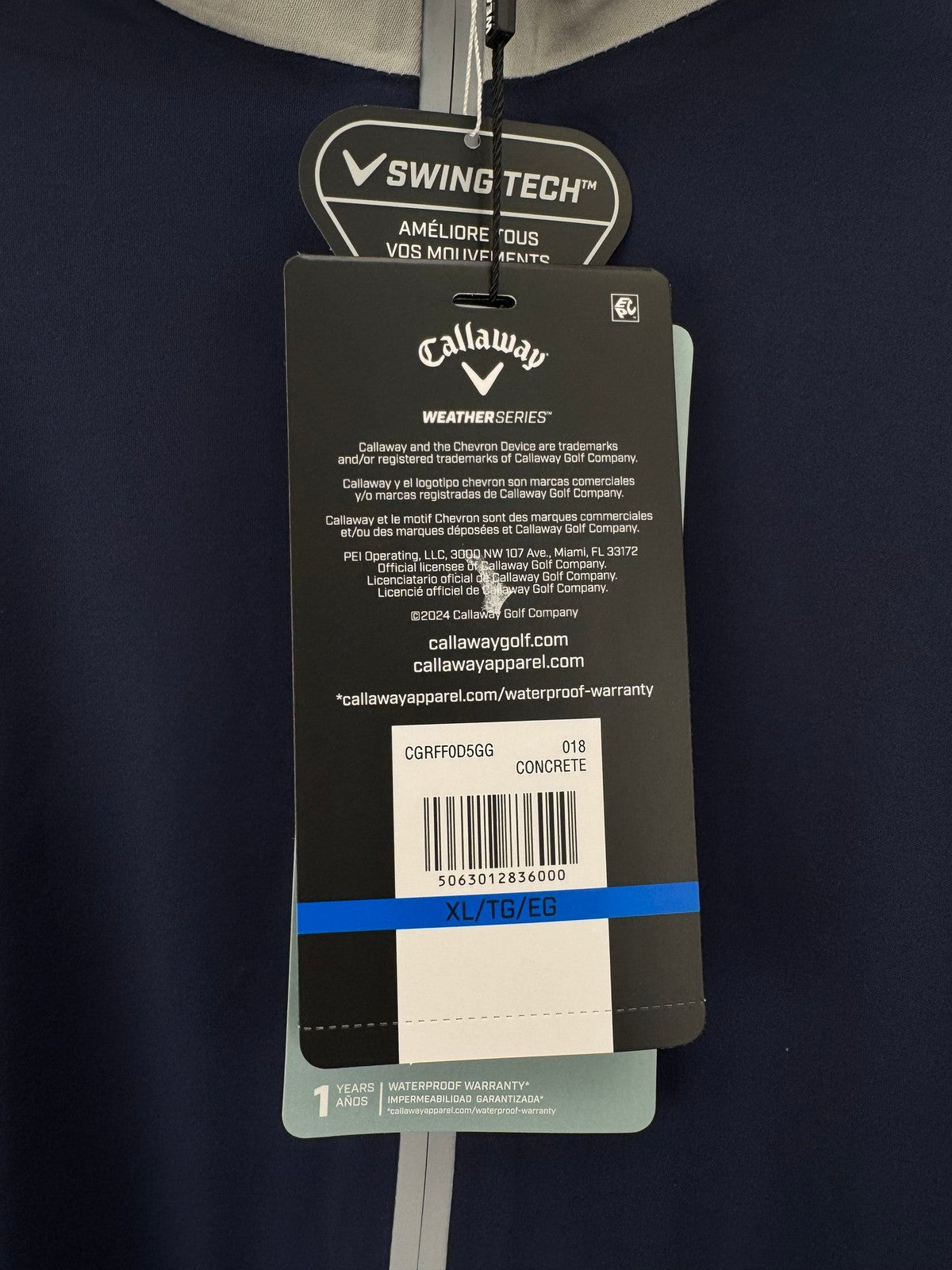 Callaway Weather Series Waterproof Jacket Men's XL Navy Grey Swing Tech/365121