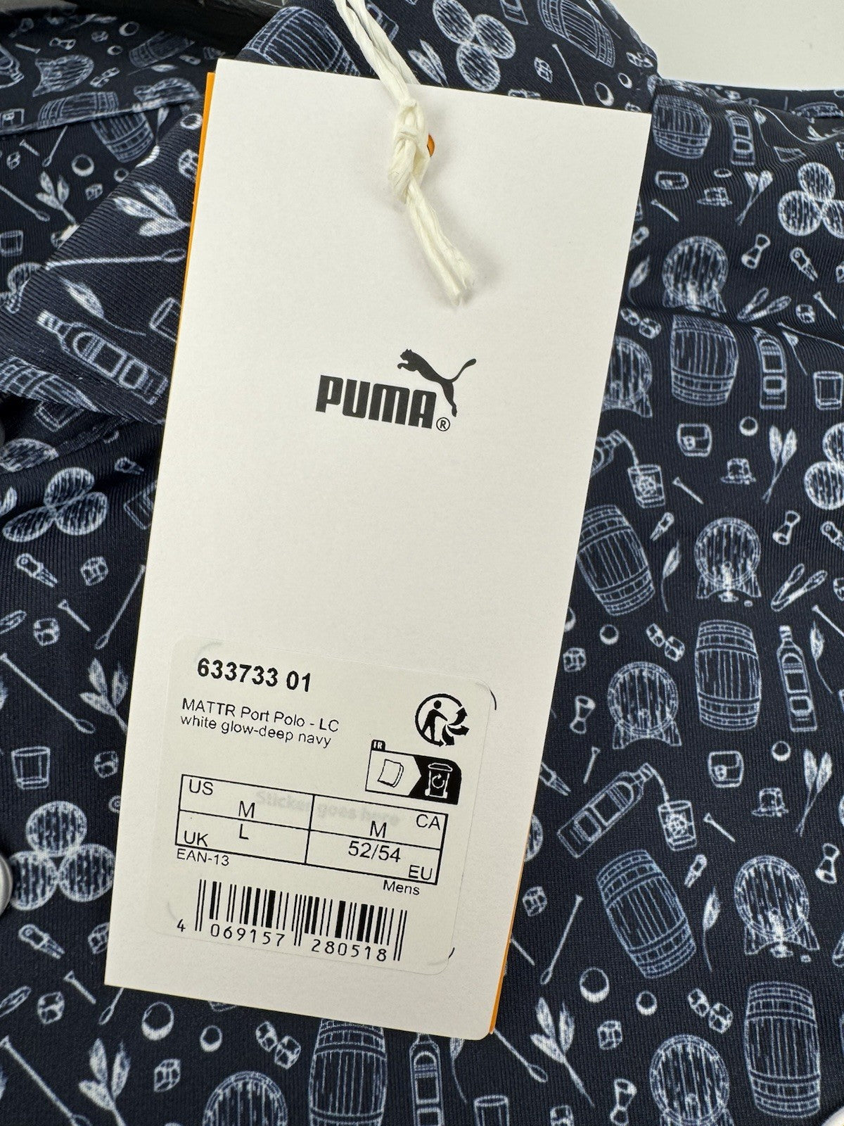 Puma Golf Mens Polo Shirt Mattr Palm Port Polo UK Mens Size Large Navy/353977