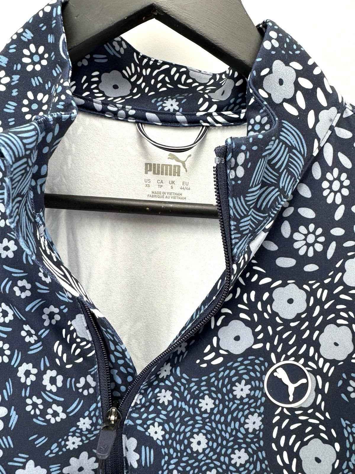 Mens Puma Cloudspun Bloom Camo 1/4 Zip Deep Navy Filtered Ash Size Small /307547