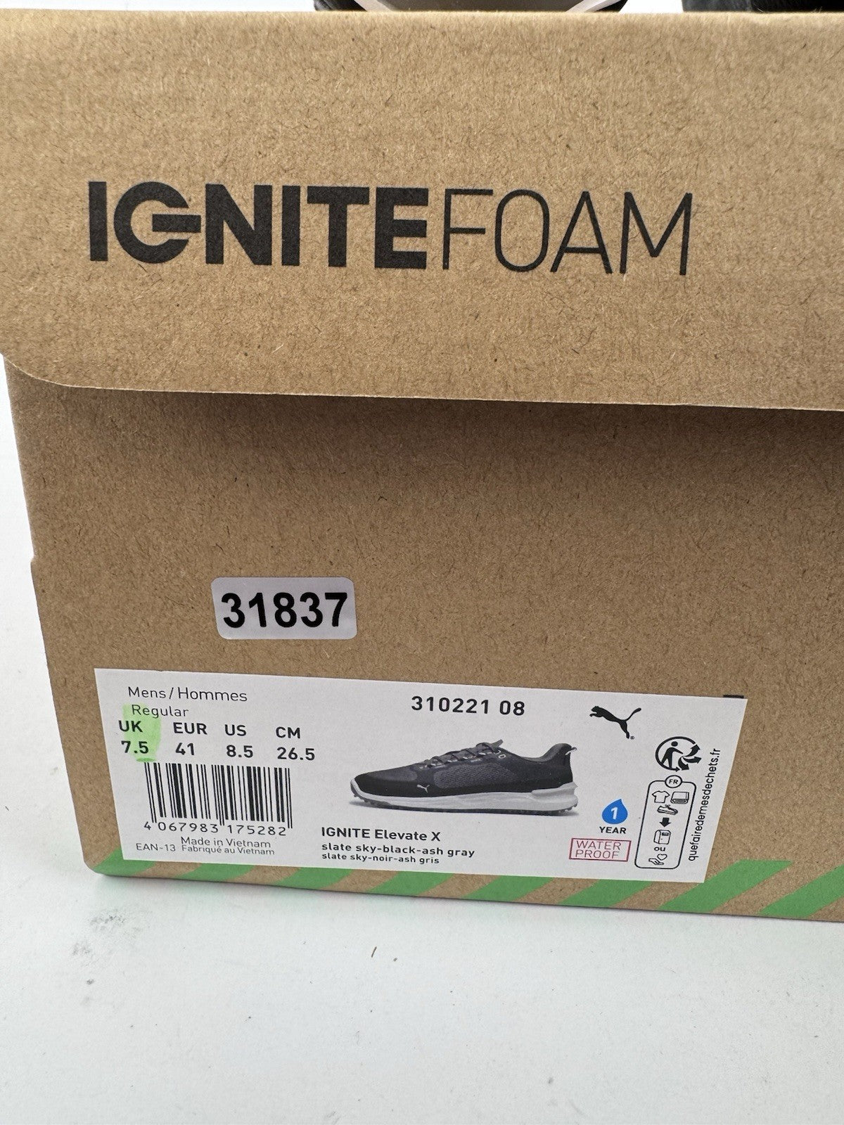 Puma Ignite Elevate X Men's Golf Shoes Size UK 7.5 Slate Black Ash Grey/318377