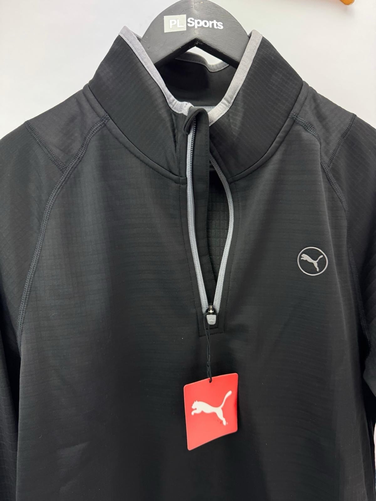 Puma Golf Mens Pullover Waffle Fleece 1/4 Zip UK Medium /Black /New / 306513