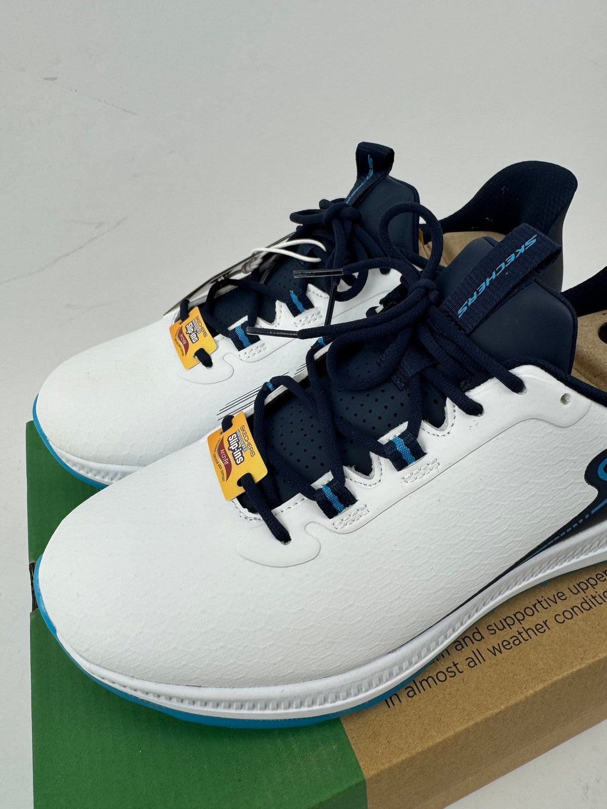 Skechers Go Golf Elite 6 Golf Shoes Men's Size UK 9 White Navy Waterproof/349903