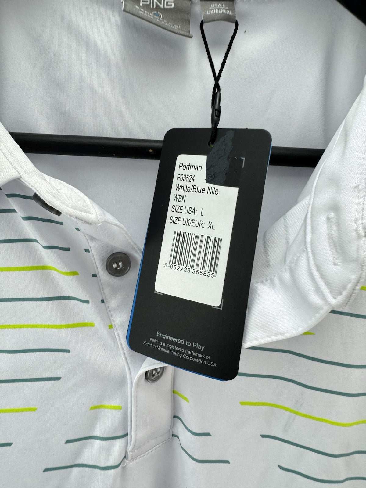 Ping Golf Mens Polo Shirt Portman UK XL /Short Sleeve /White /New /286597