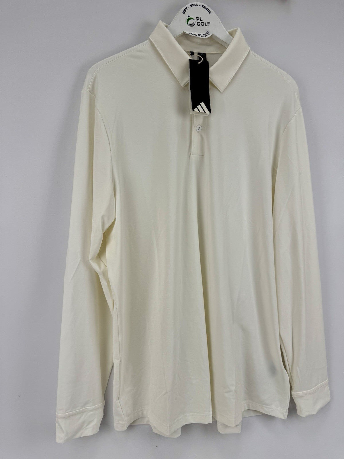 Adidas Core LS Polo Shirt Men's Small Cream Long Sleeve Golf Wear/329573