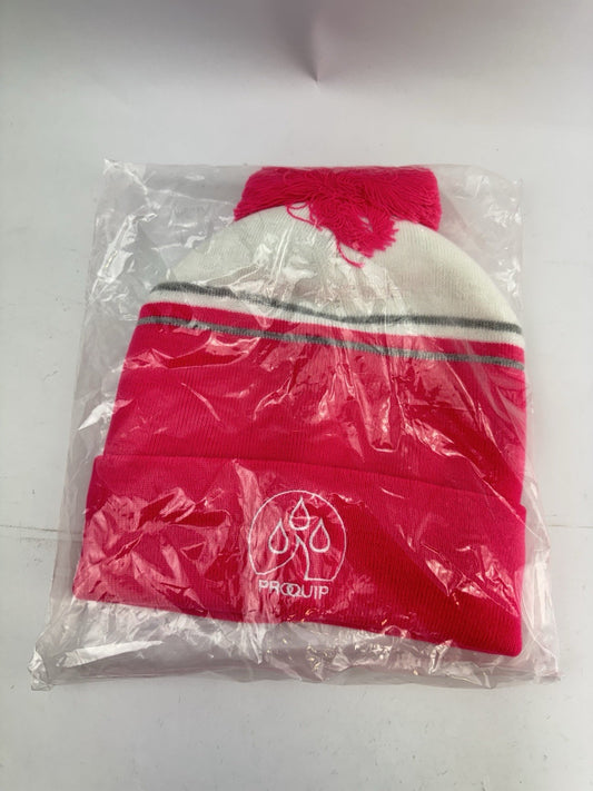 Proquip Golf Beanie Fleece Line Bobble /One Size /Pink /White /New /300580