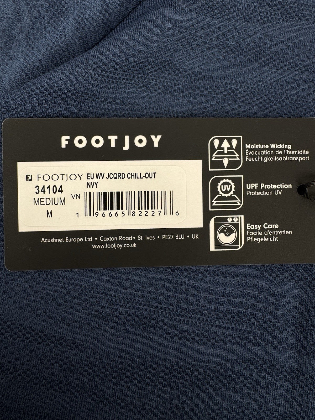 FootJoy Golf Wave Jacquard Chill-Out Zip Pullover Men's Size Medium Navy/3306311