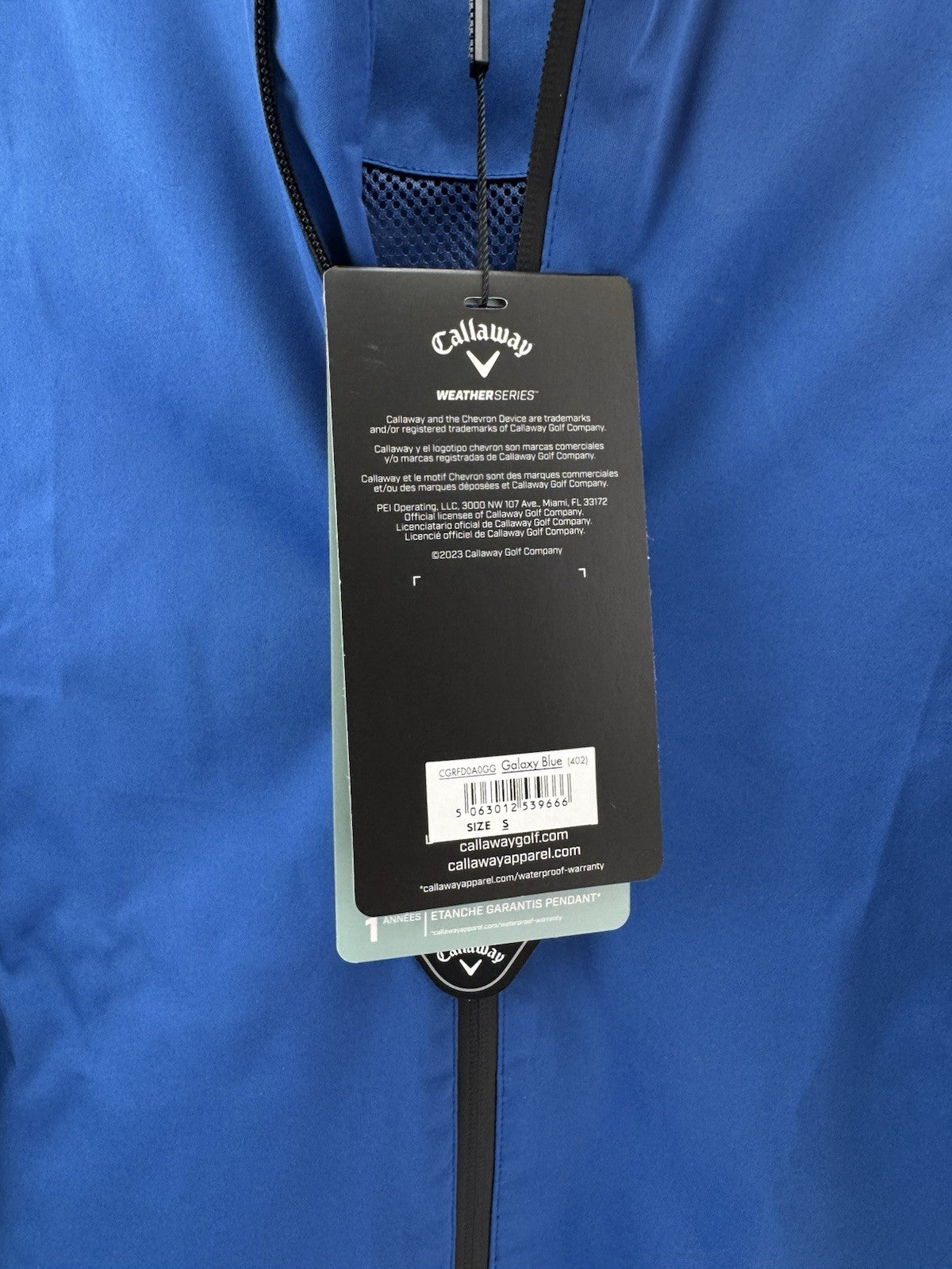 Callaway Stormlite II Waterproof Jacket Blue /Full Zip /UK Small /New /275627