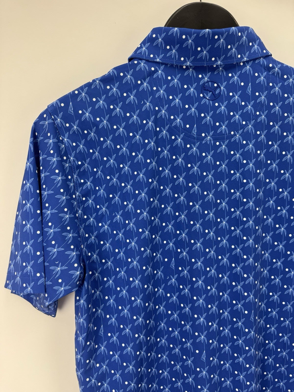 Puma Golf Mens Polo Shirt Mattr Palms Festive Blue White UK Size Small /352966