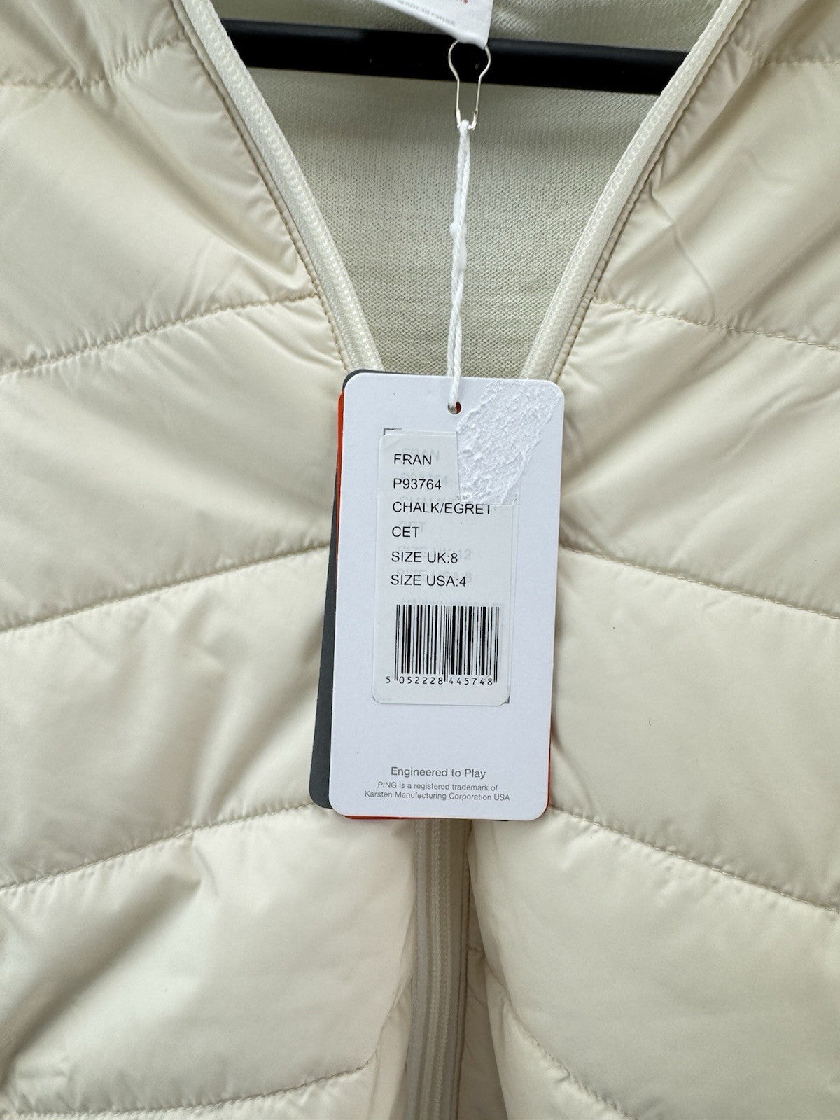 Ping Golf Ladies Jacket Fran Hybrid Full Zip UK 8 /Cream /New /279796