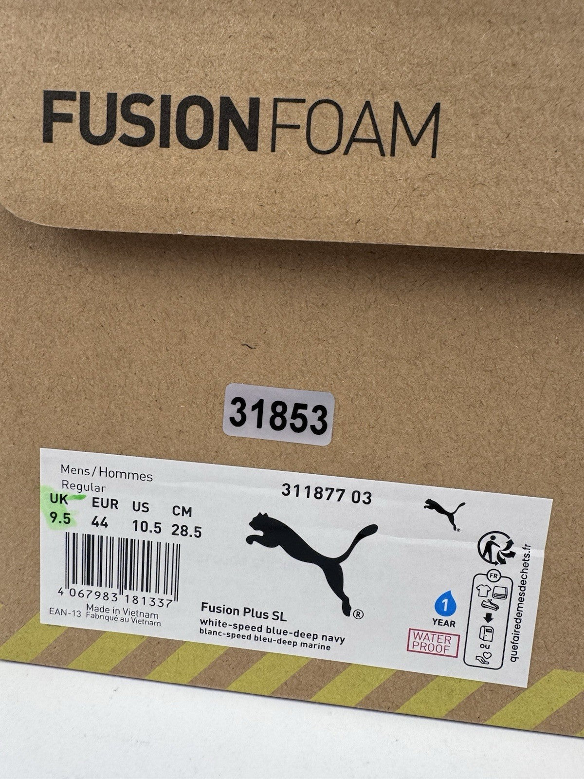 Puma Fusion Plus SL Golf Shoes Men's UK 9.5 White Deep Navy Waterproof/3185310