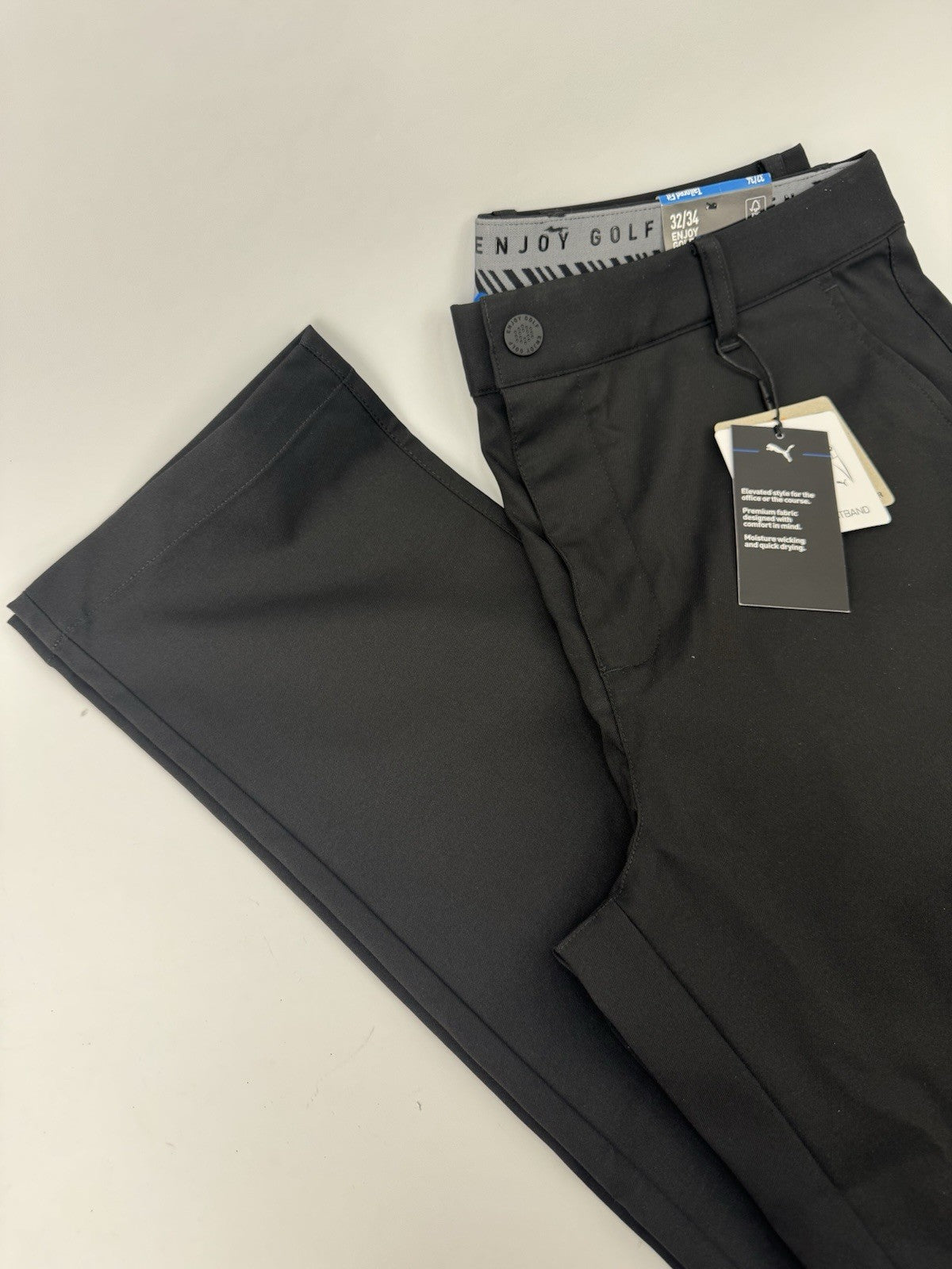 Puma Dealer Tailored Fit Trousers Men's Size 32/34 Black Golf Pants/353944