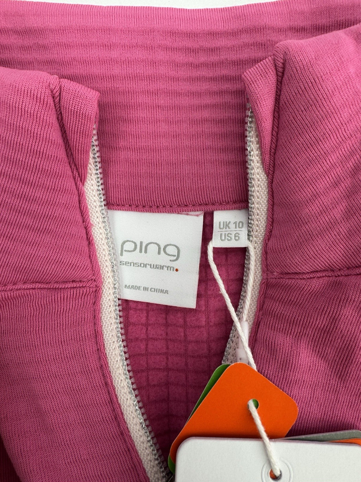 Ping Sonya Zip Neck Ladies Pullover Sweater Size 10/ Flamingo Pink/ New/ 309119