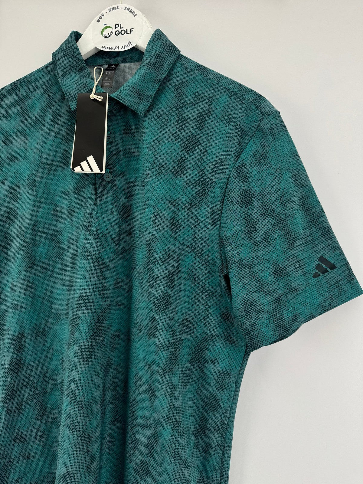 Adidas JL5288 Ultimate Textured Print Golf Polo Shirt Men's S Teal Black/329442