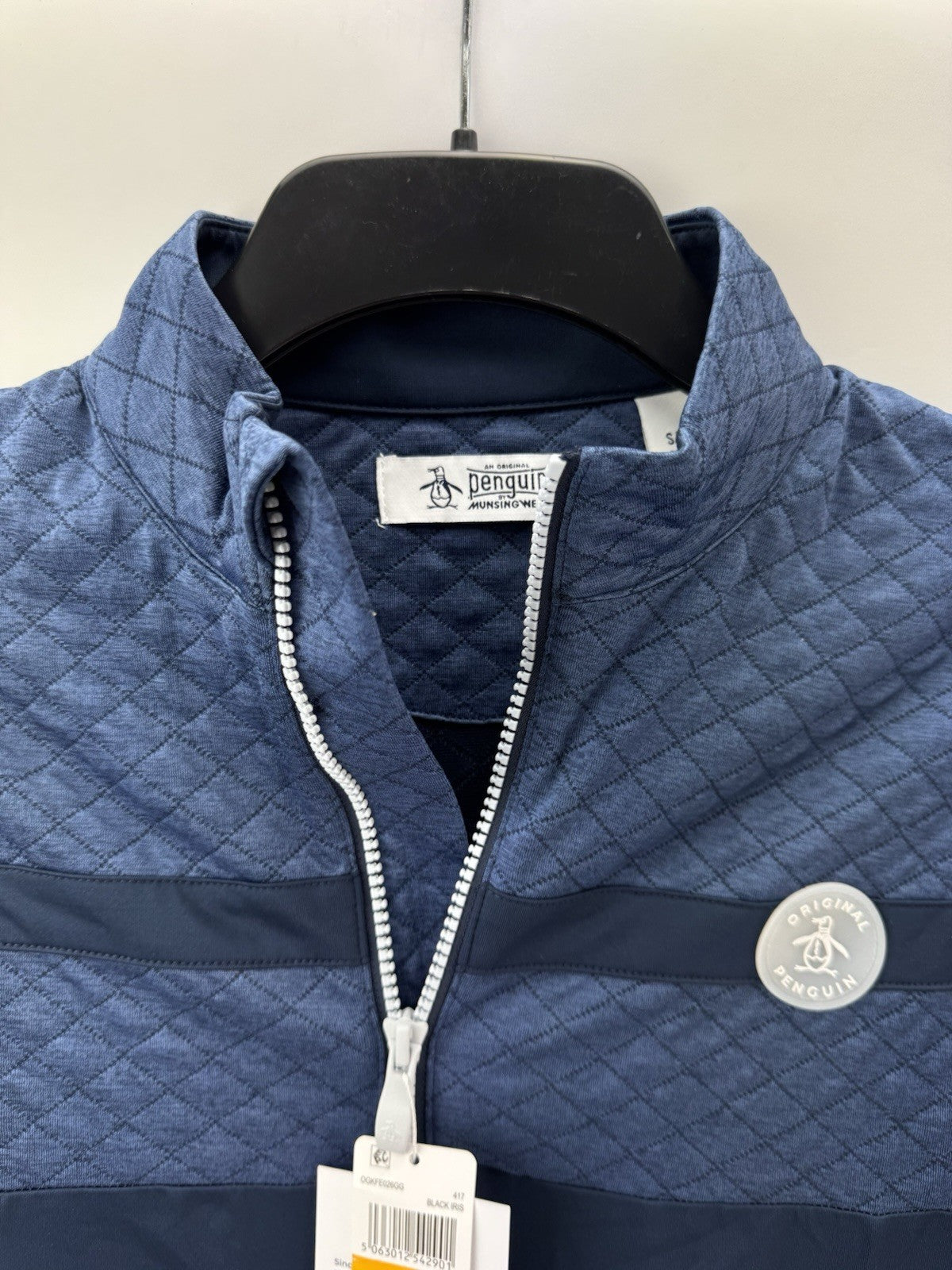 Original Penguin Pullover Heritage Block 1/4 Zip UK Small /Navy /New /252167