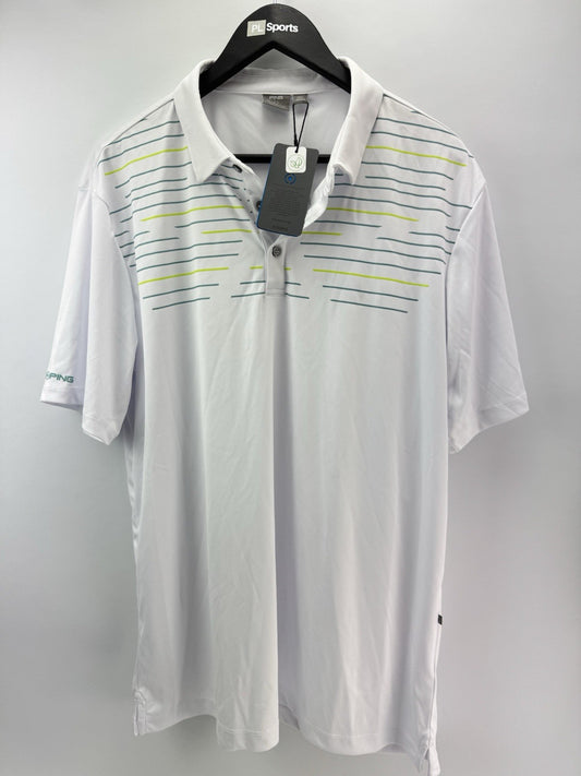 Ping Golf Mens Polo Shirt Portman UK XL /Short Sleeve /White /New /286590