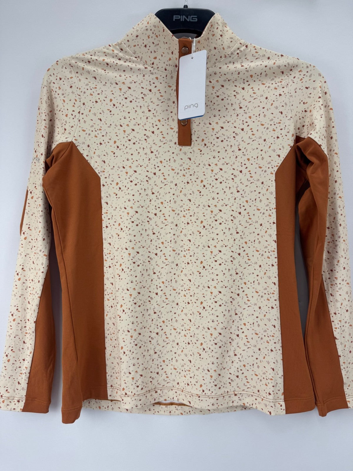 Ping Lolette Antique White Multi Auburn Women's Top Size 10 Long Sleeve/373610