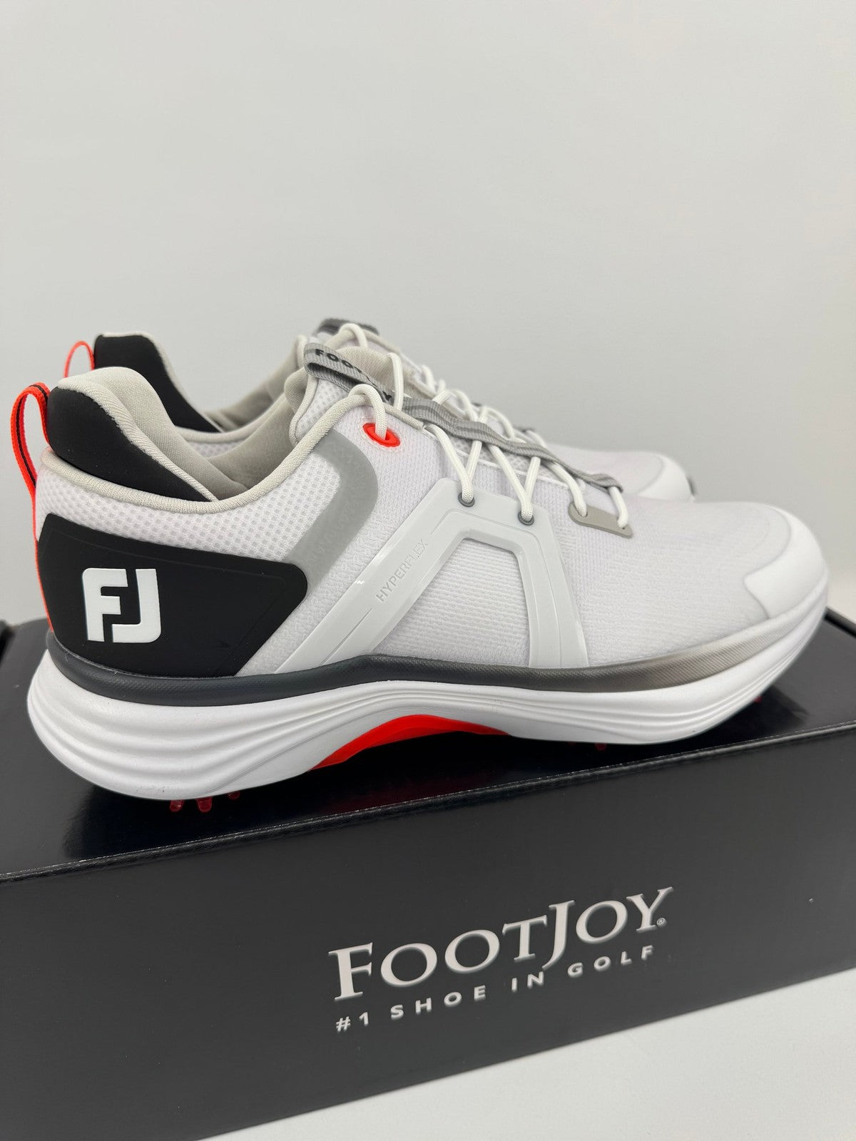 FootJoy Hyperflex Men's Golf Shoes Size UK 8 White Red Comfortable Spiked/312564