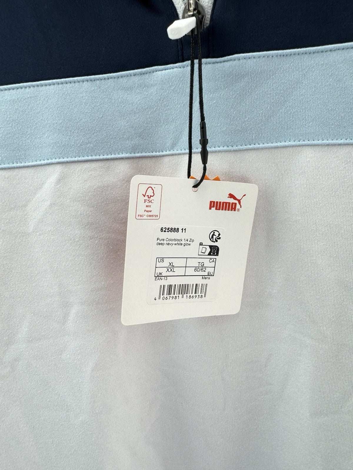 Puma Golf Colorblock Pullover 1/4 Zip UK XXL /White/Navy /New /272276