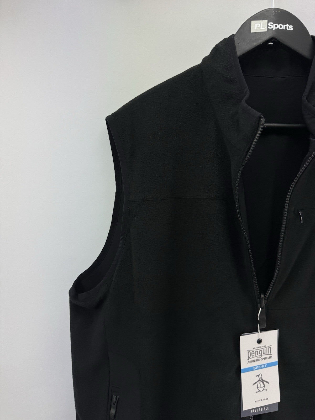 Original Penguin Golf Gilet Vest Reversible UK XL /Fleece /Black /New /305162