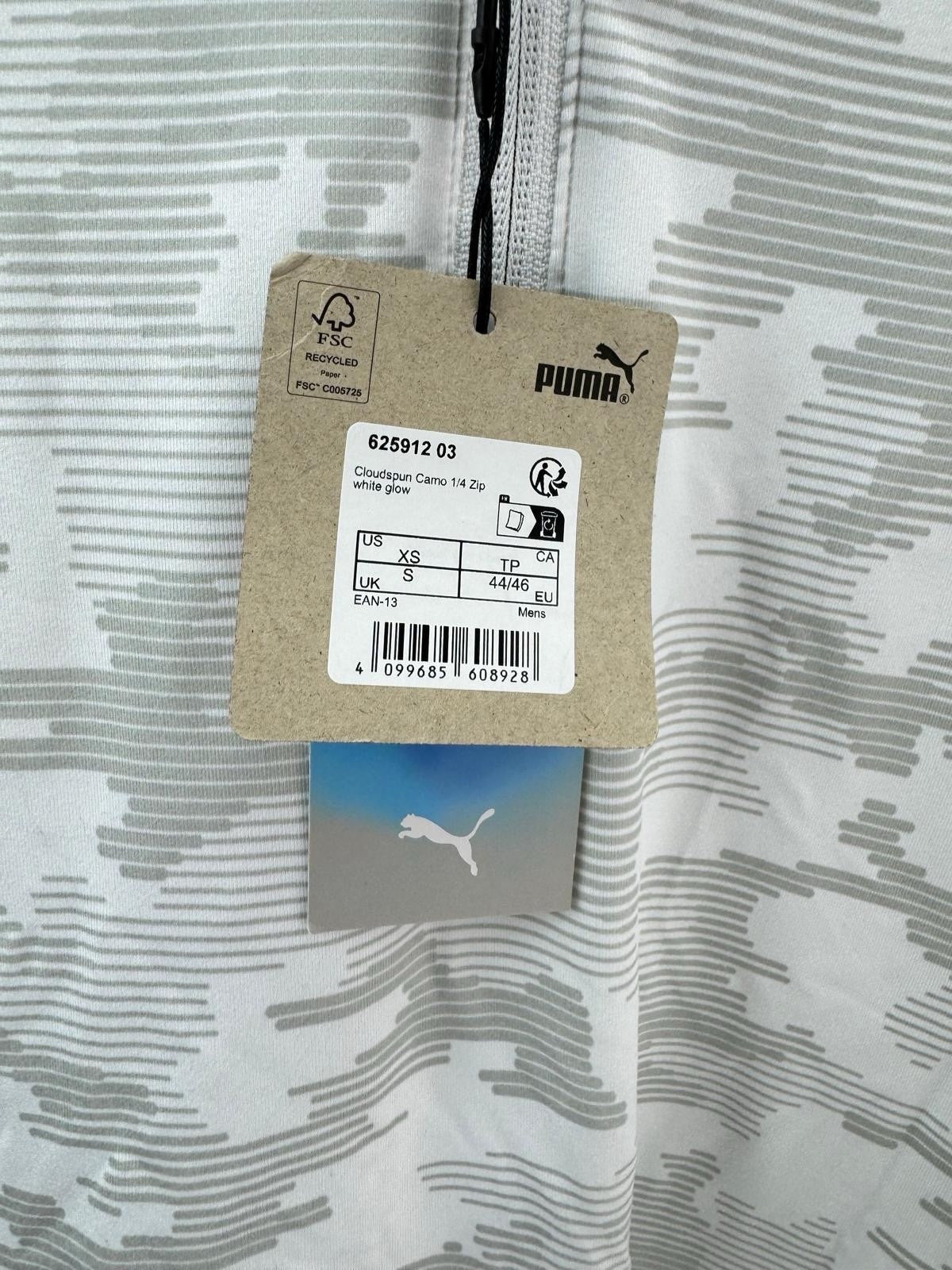 Puma Golf 1/4 Zip Cloudspun Pullover Camo Mens UK Small /White Glow /New /307697